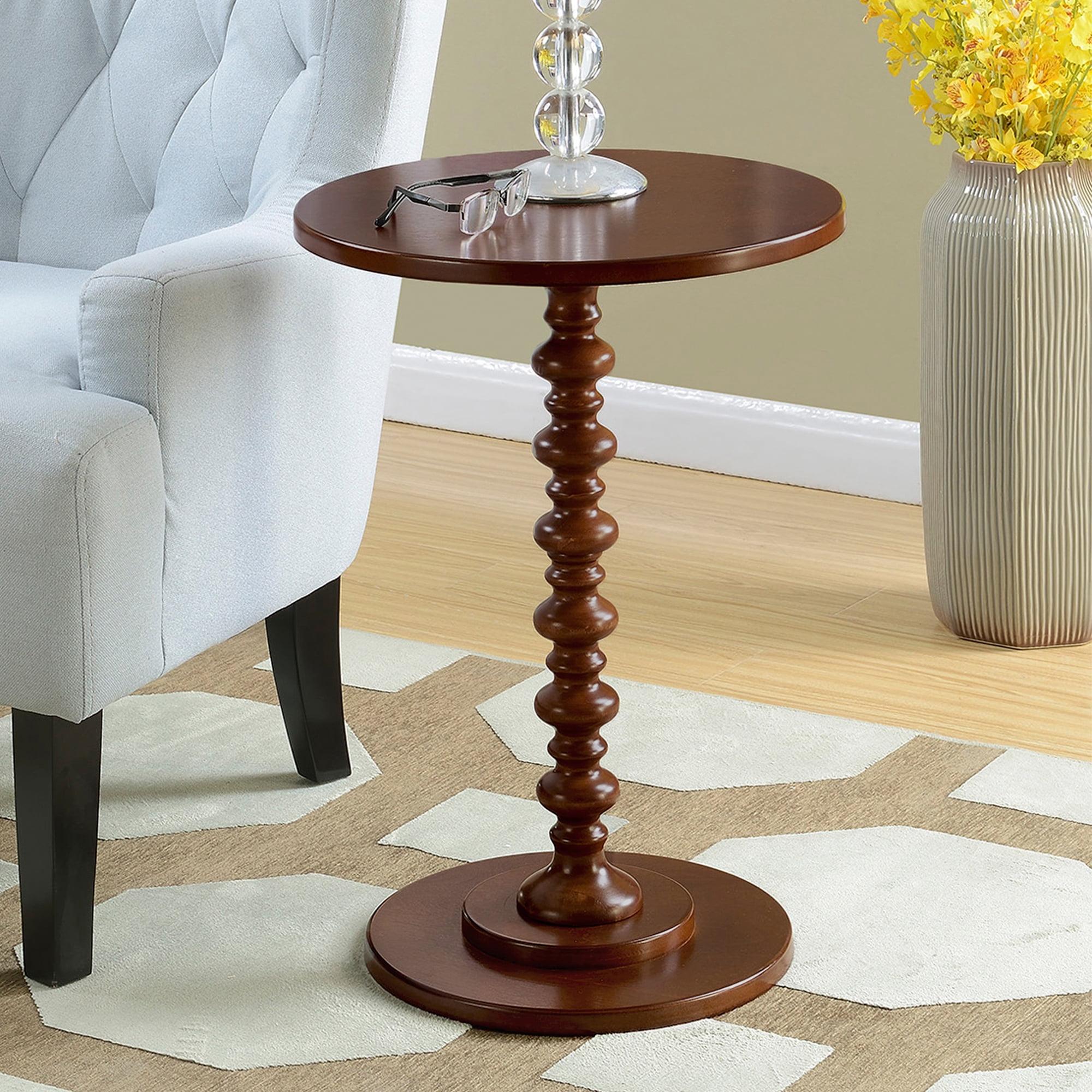 Espresso Round Wood Spindle Base Side Table