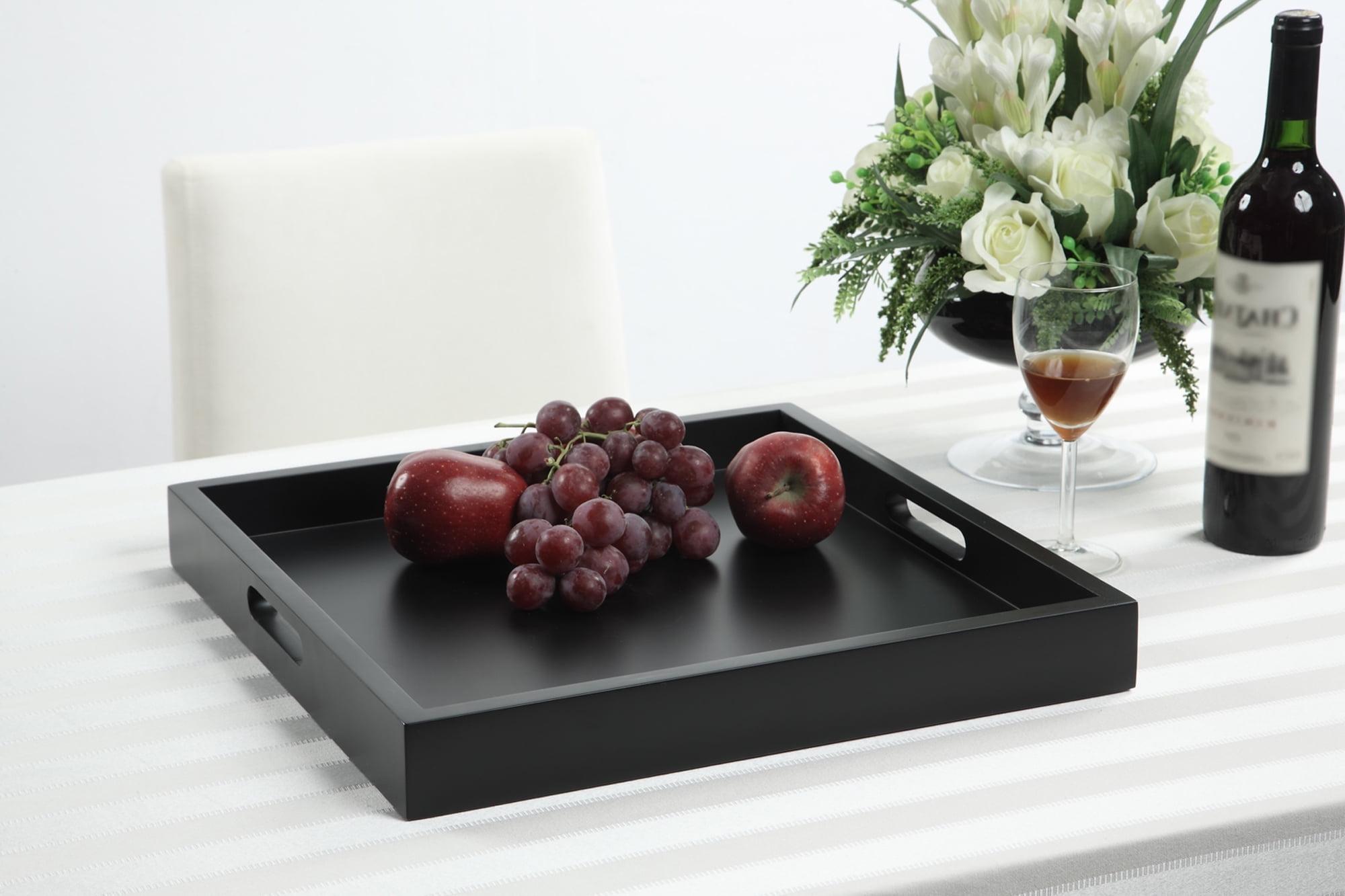 Black 17" MDF Modern Decorative Serving Tray