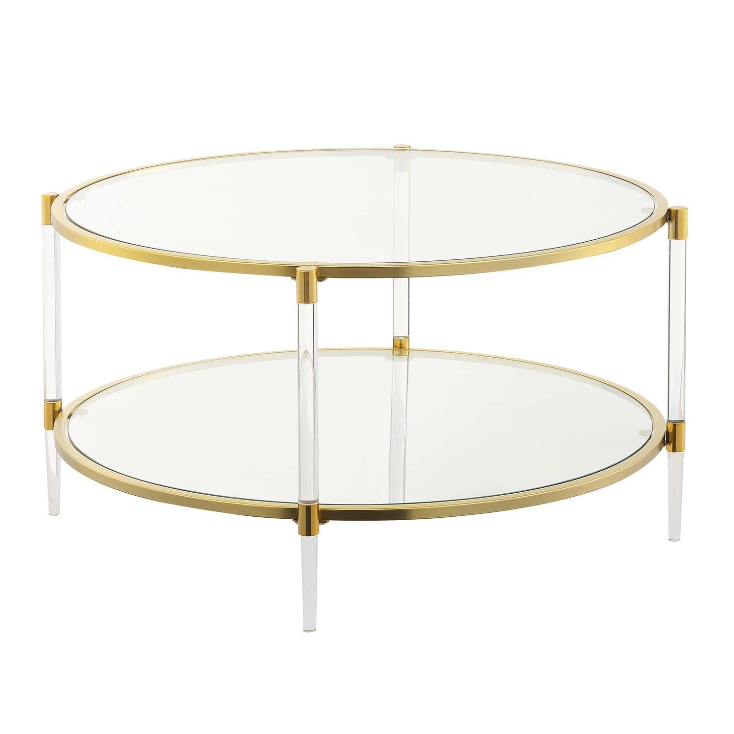 Luxurious Round Acrylic and Glass Tiered Coffee Table