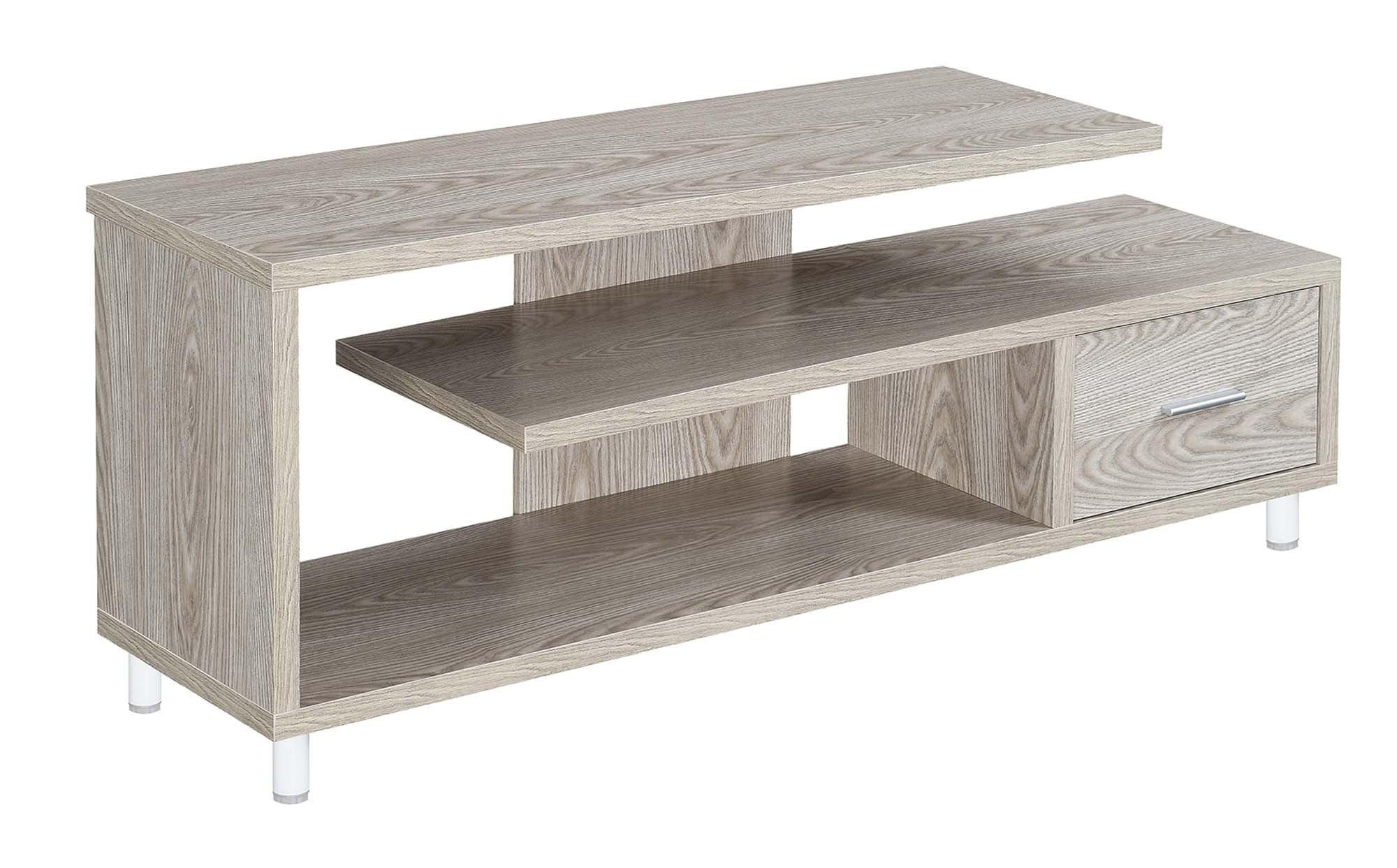 Ice White Modern 59" TV Stand with Open Shelving and Cabinet