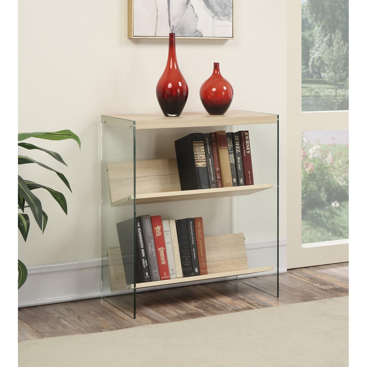 Soho Weathered White Solid Wood and Glass 3-Tier Bookcase