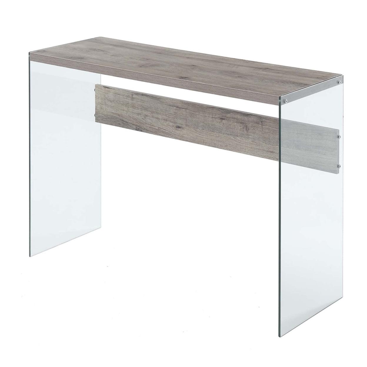 Convenience Concepts Soho Console Table in Driftwood Finish and Glass Sides