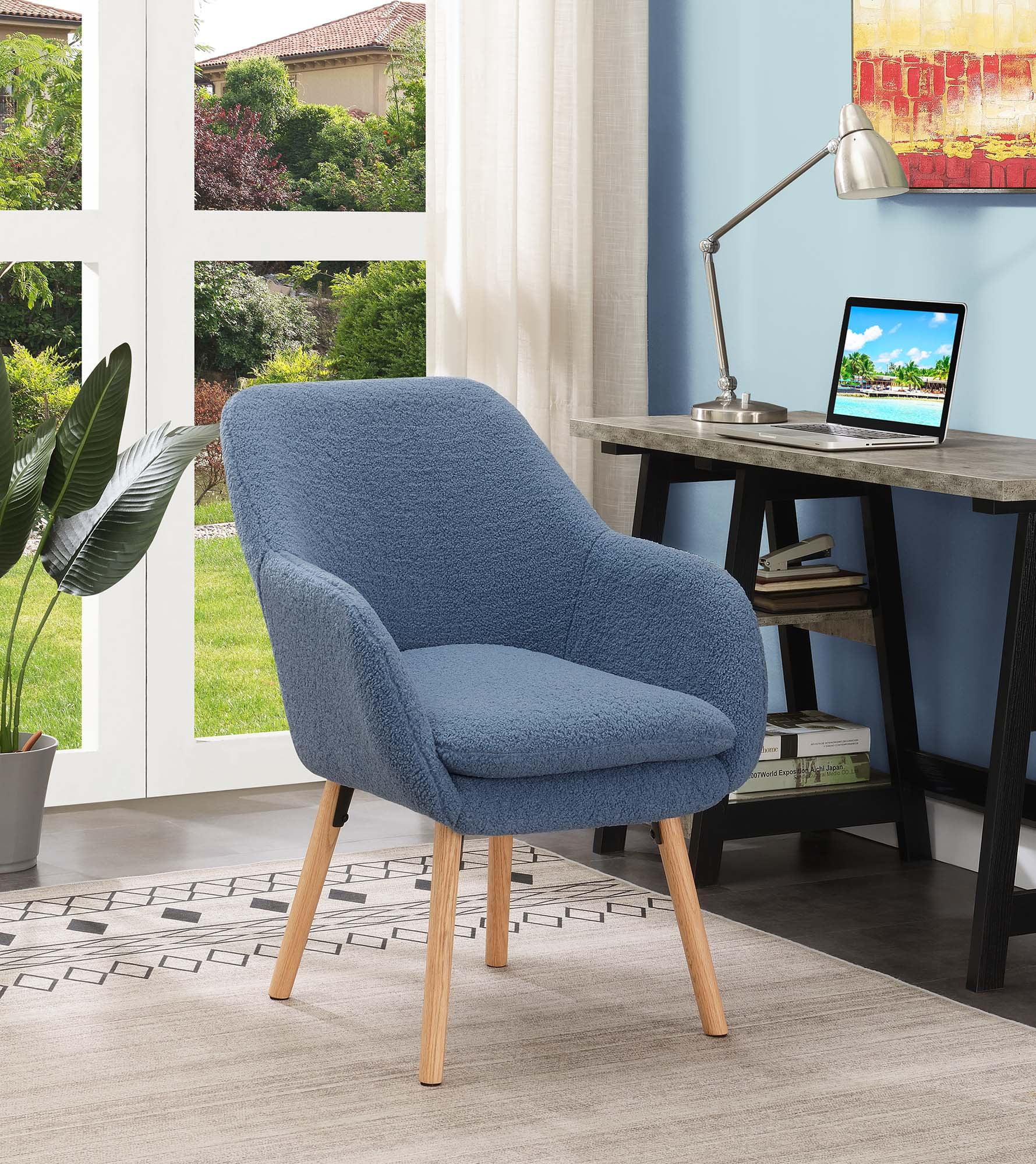 Convenience Concepts Take a Seat Charlotte Wingback Sherpa Accent Armchair, Sherpa Blue