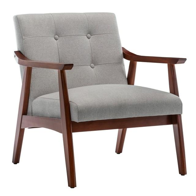 Convenience Concepts Take a Seat Natalie Accent Chair, Light Gray Fabric/Espresso