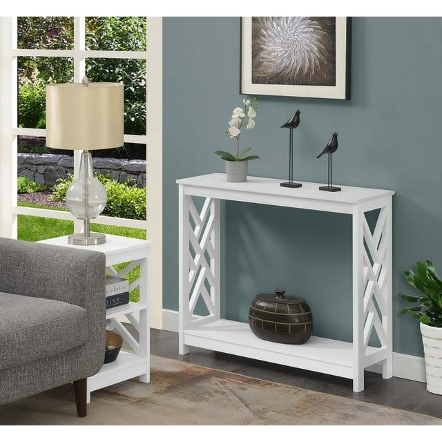 Convenience Concepts Titan Console Table with Shelf, White