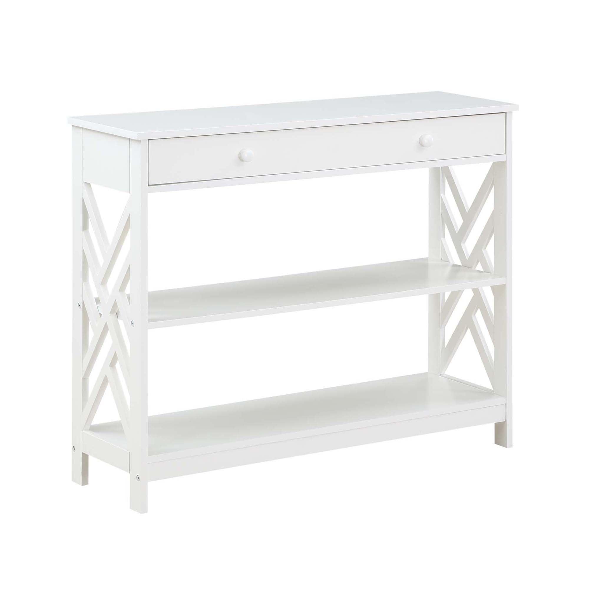 White Wood 40" Console Table with Storage Shelves