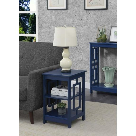 Convenience Concepts Town Square End Table with Shelves, Cobalt Blue