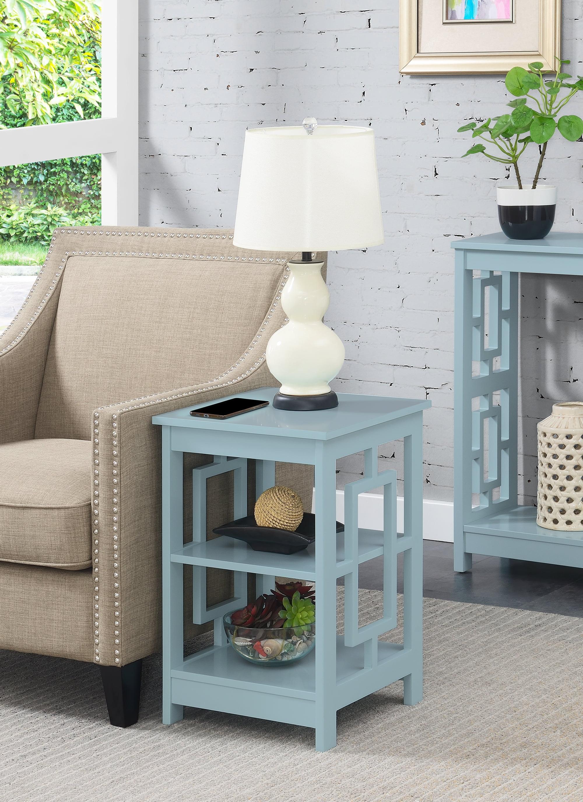 Sea Foam MDF Rectangular End Table with Shelves