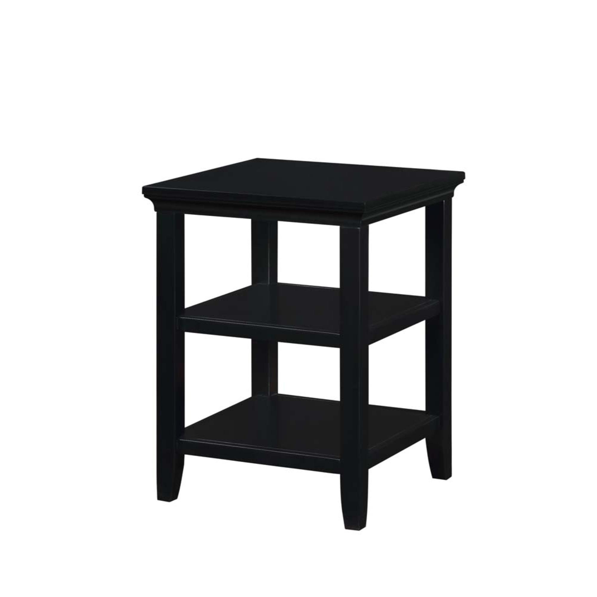 Convenience Concepts Tribeca Square End 3 Tier Table in Black Wood Finish