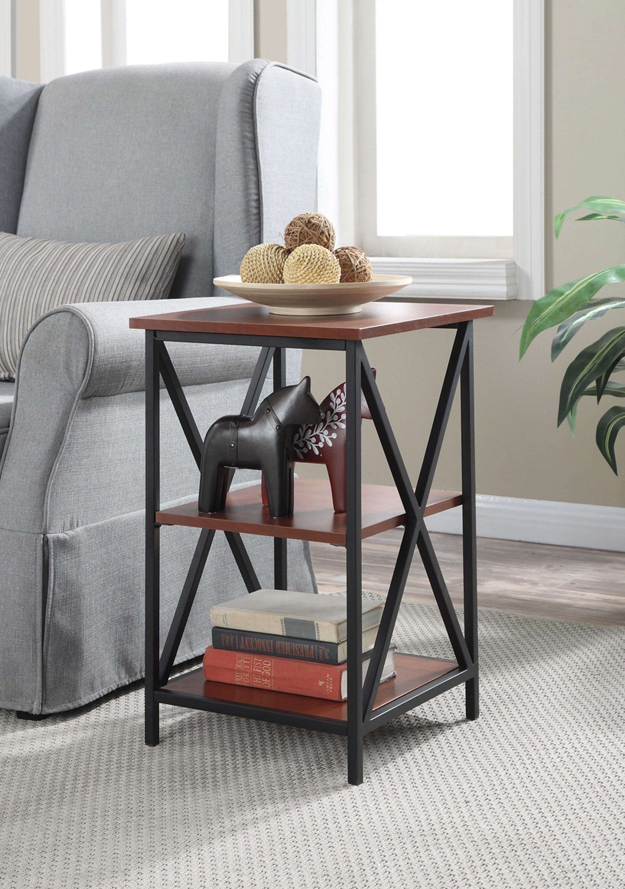 Contemporary Tucson 16'' Black & Cherry 3-Tier End Table