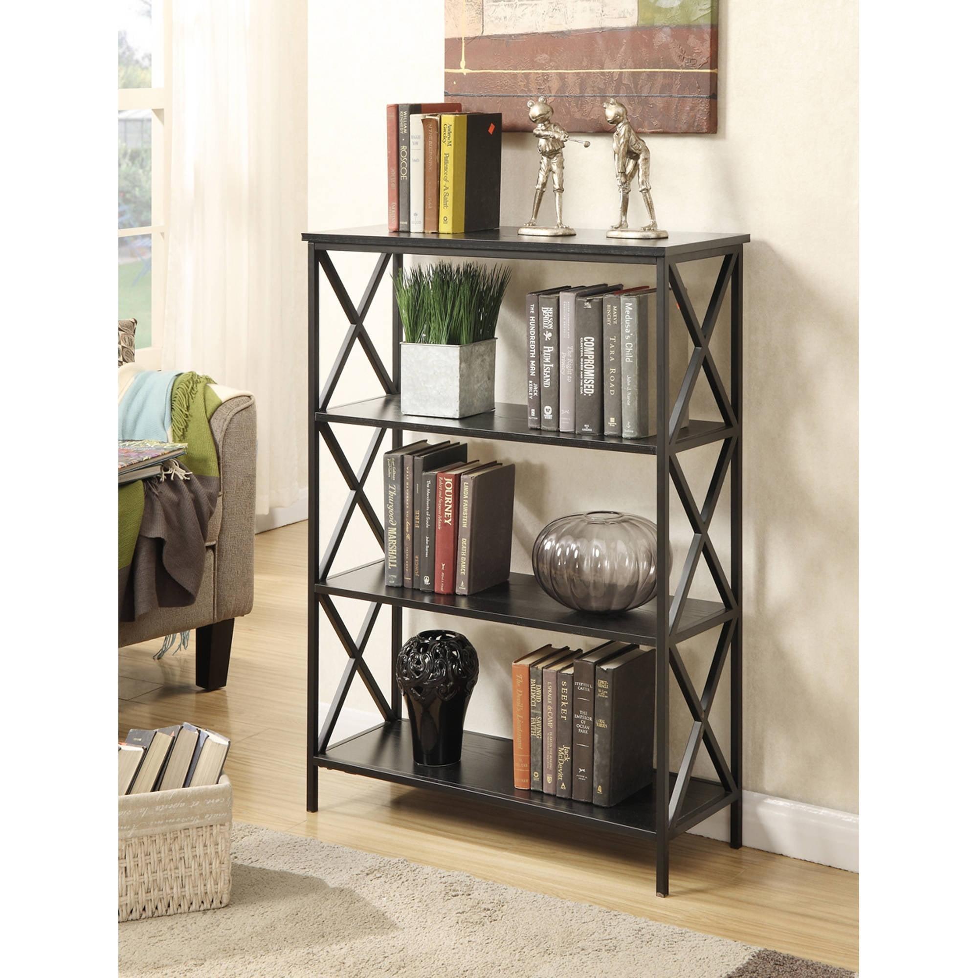 Tucson Modern Black 4-Tier Particleboard Bookcase