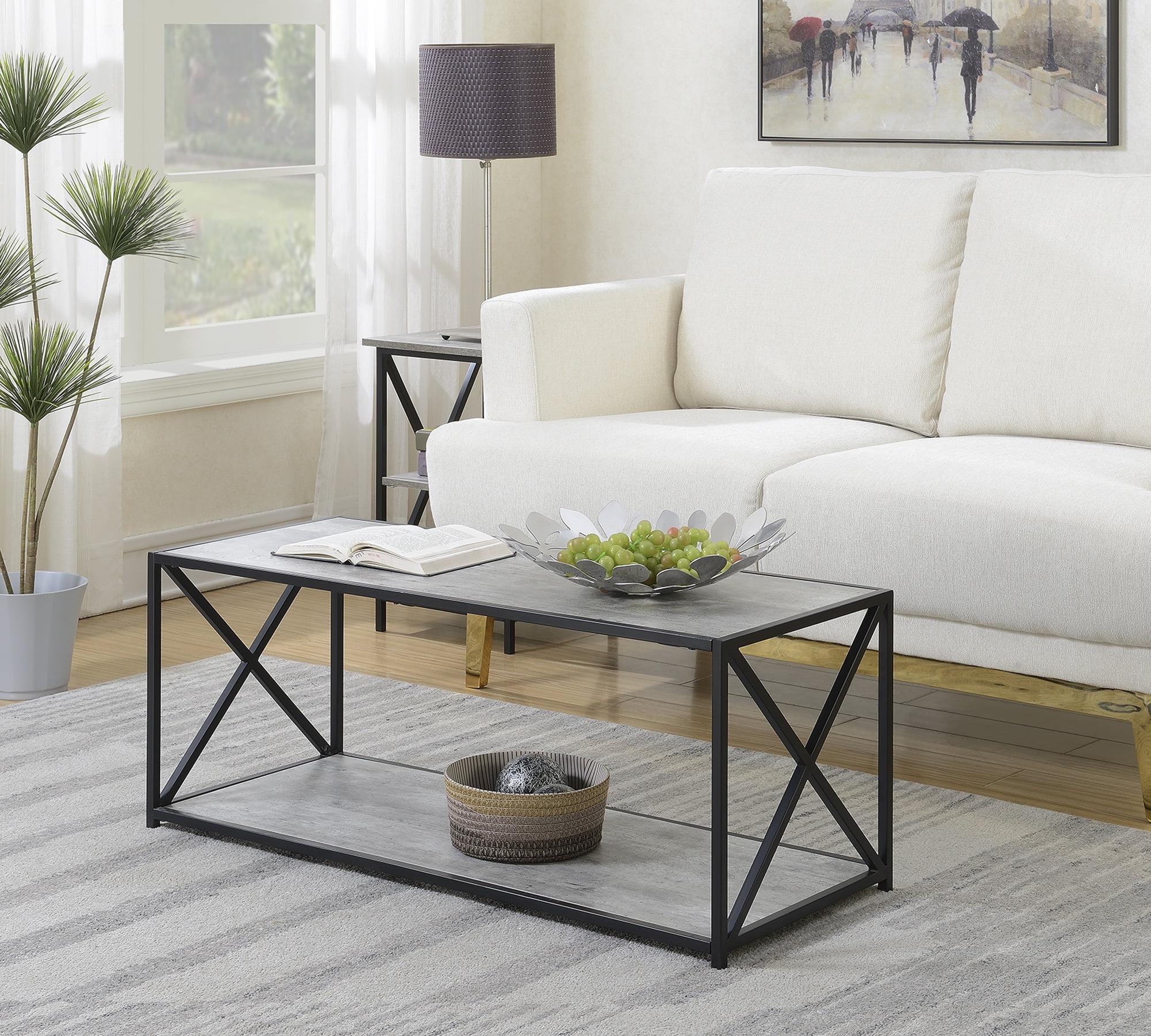 Tucson 42" Rectangular Faux Birch Coffee Table with Shelf