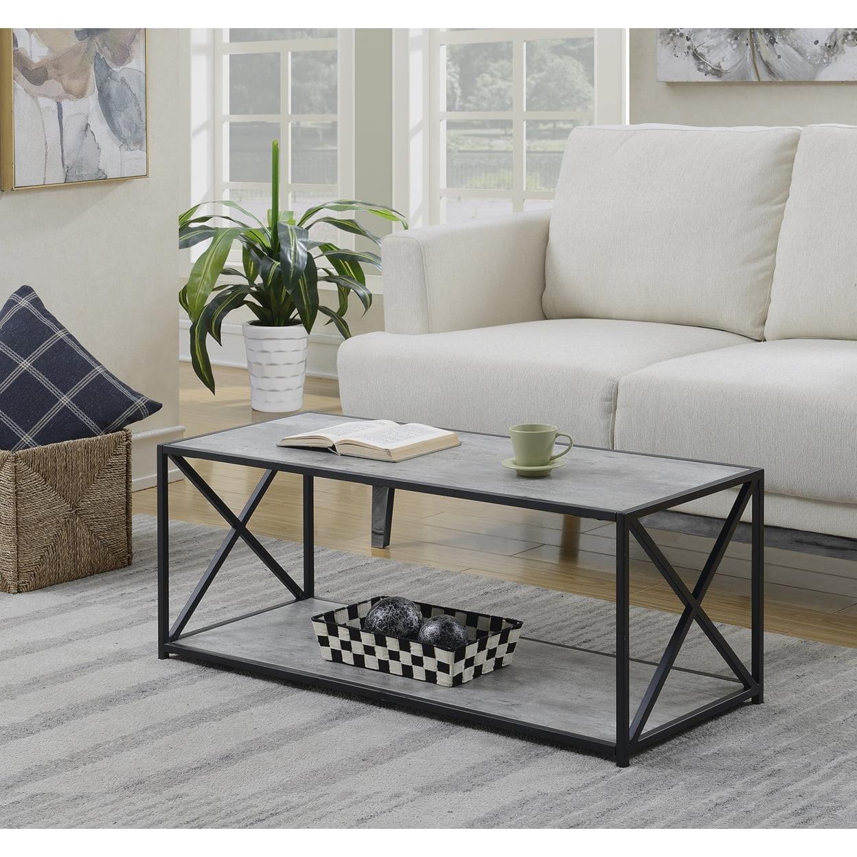 Tucson 42" Rectangular Faux Birch Coffee Table with Shelf