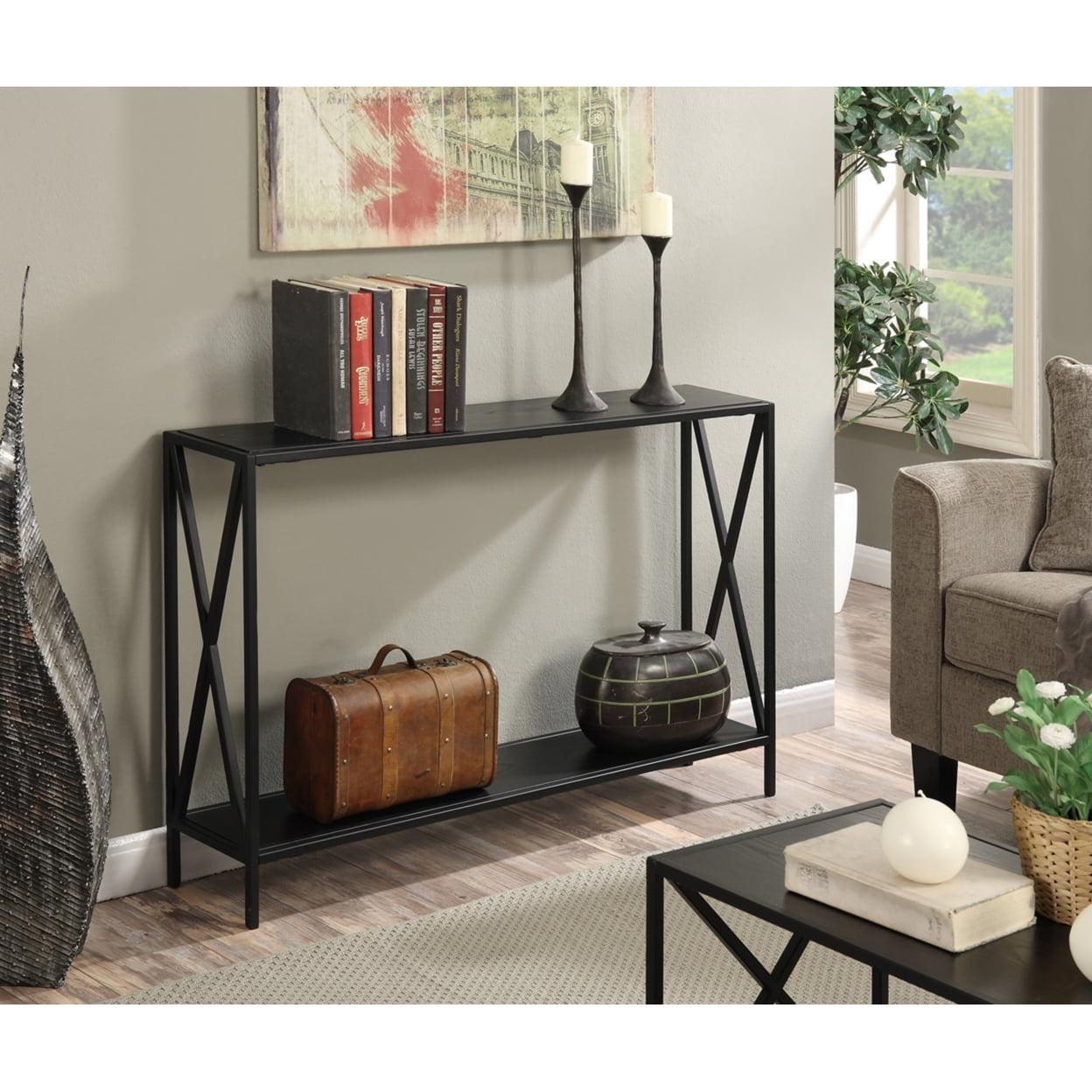 Convenience Concepts Tucson Console Table in Black Wood Finish and Metal Frame