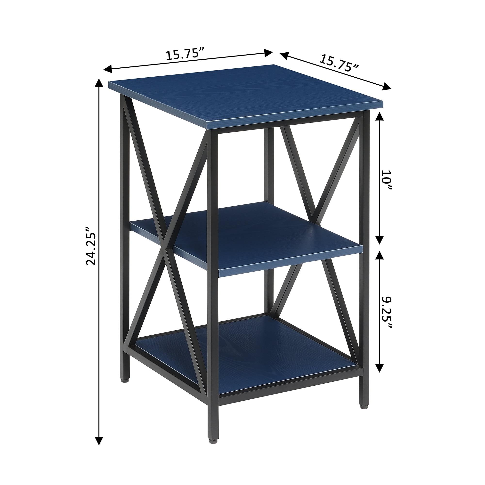 Cobalt Blue and Black Metal Frame End Table with Shelves