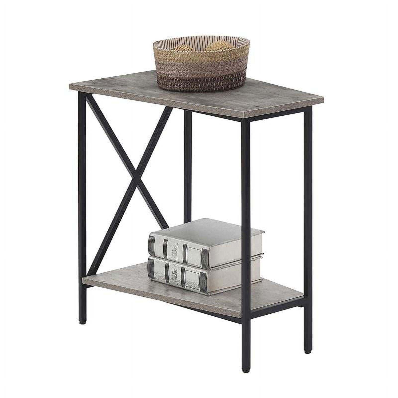 Tucson Triangular Faux Birch & Black Metal Wedge End Table