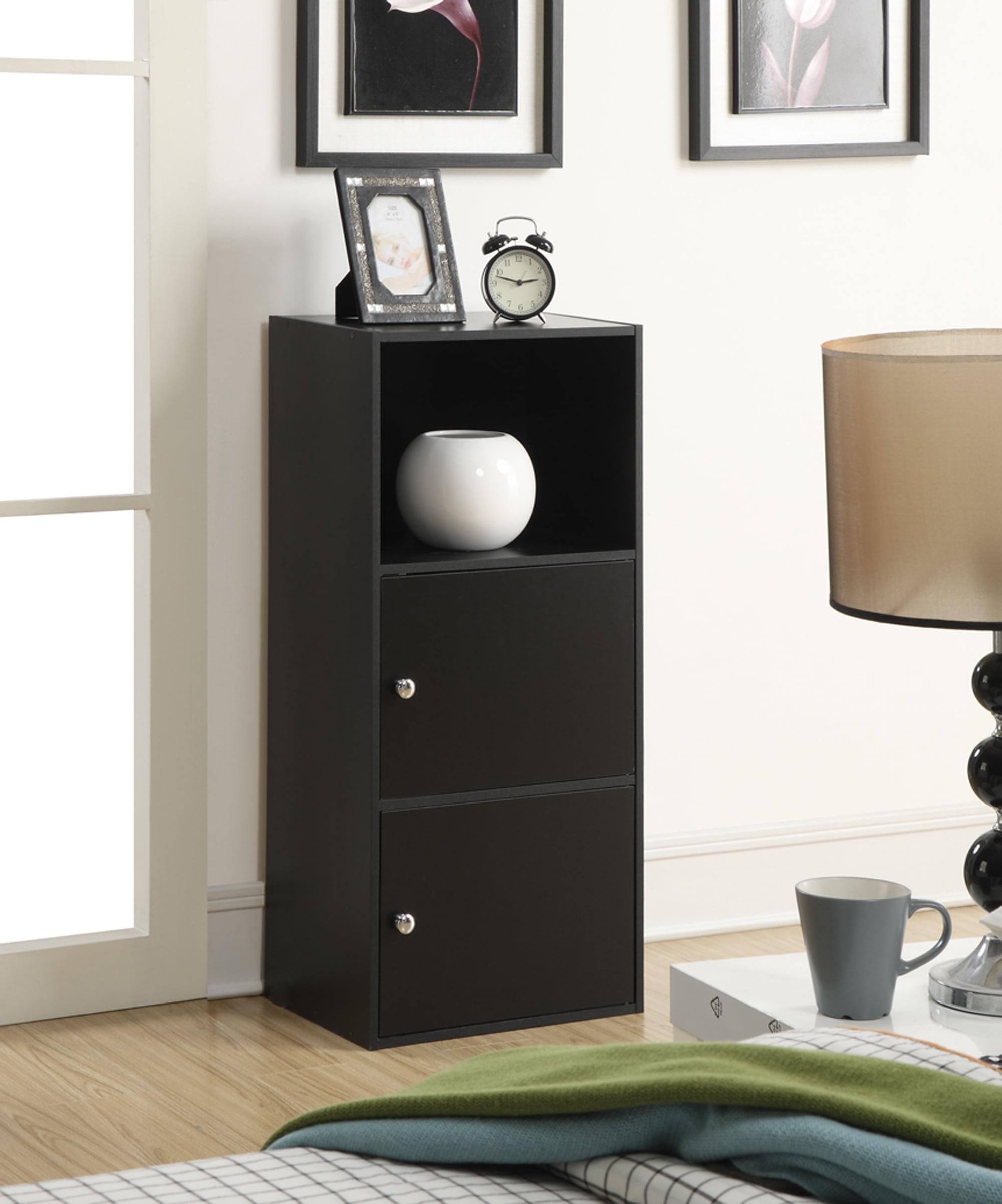 Black Modular Office Storage Cabinet with Chrome Knobs
