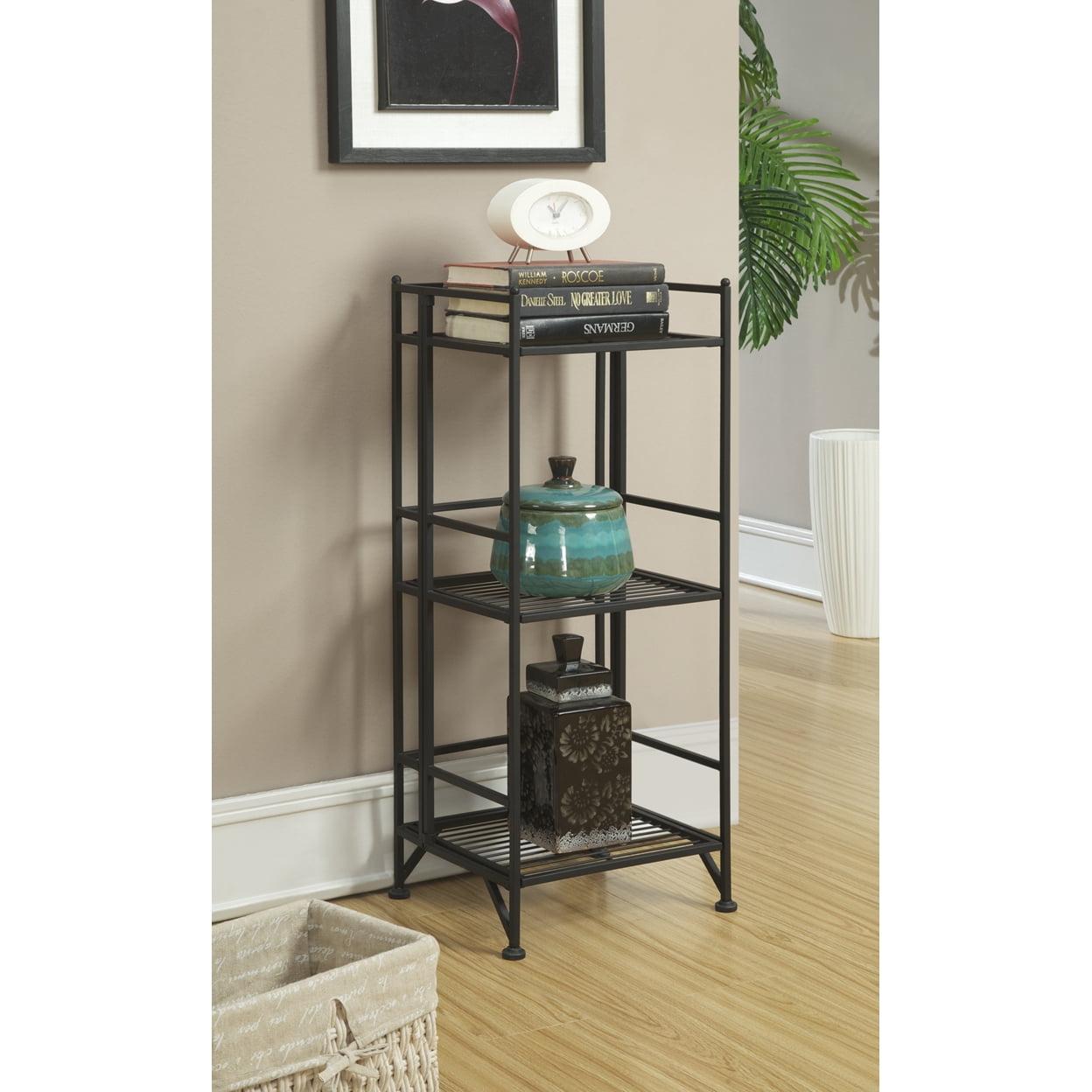 X-Tra Storage 3 Tier Black Folding Metal Shelf by