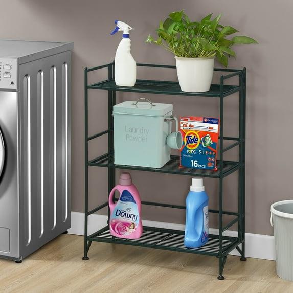 Convenience Concepts Xtra Storage 3 Tier Wide Folding Metal Shelf, Forest Green