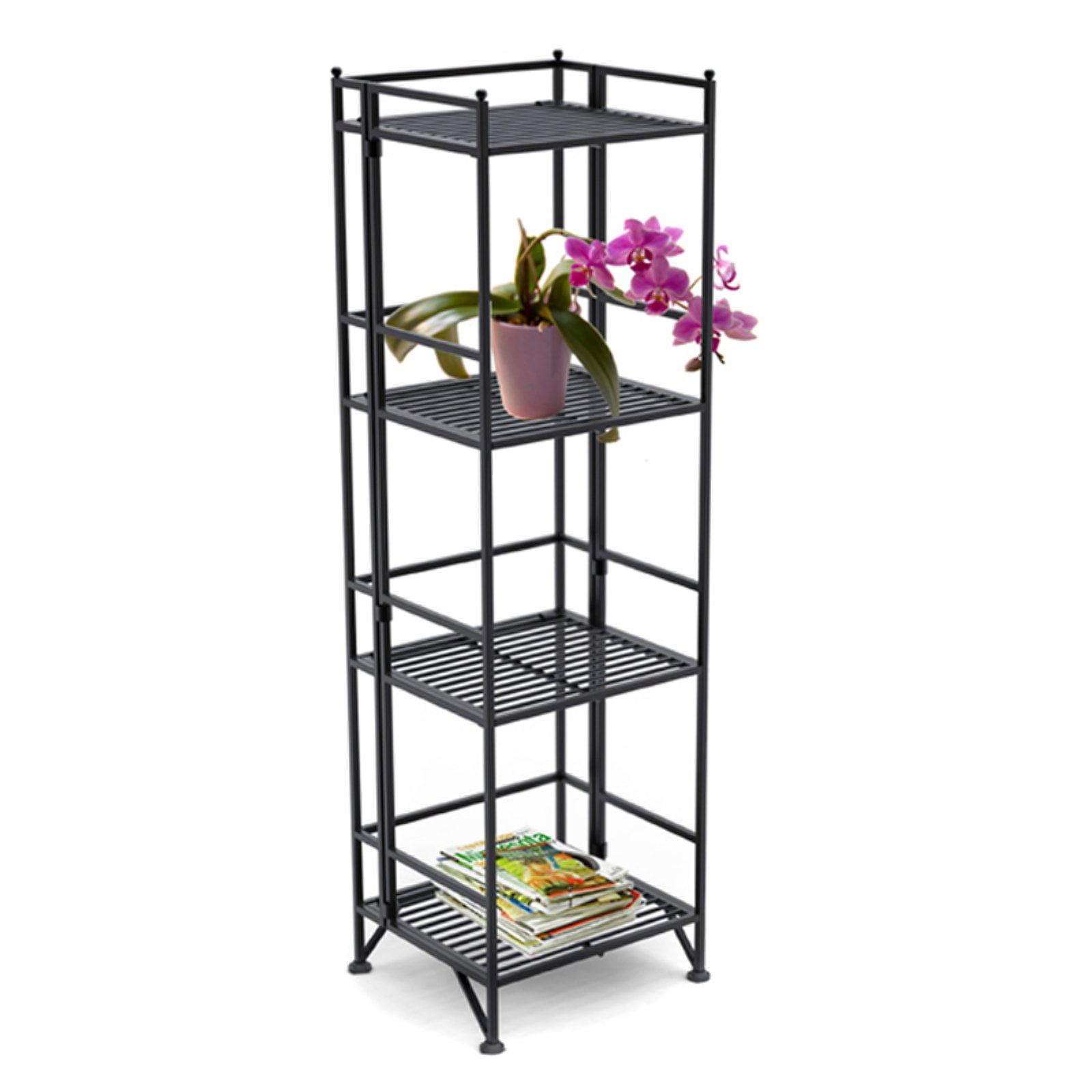 Convenience Concepts XTRA-Storage 4 Tier Folding Shelf in Black Metal Finish