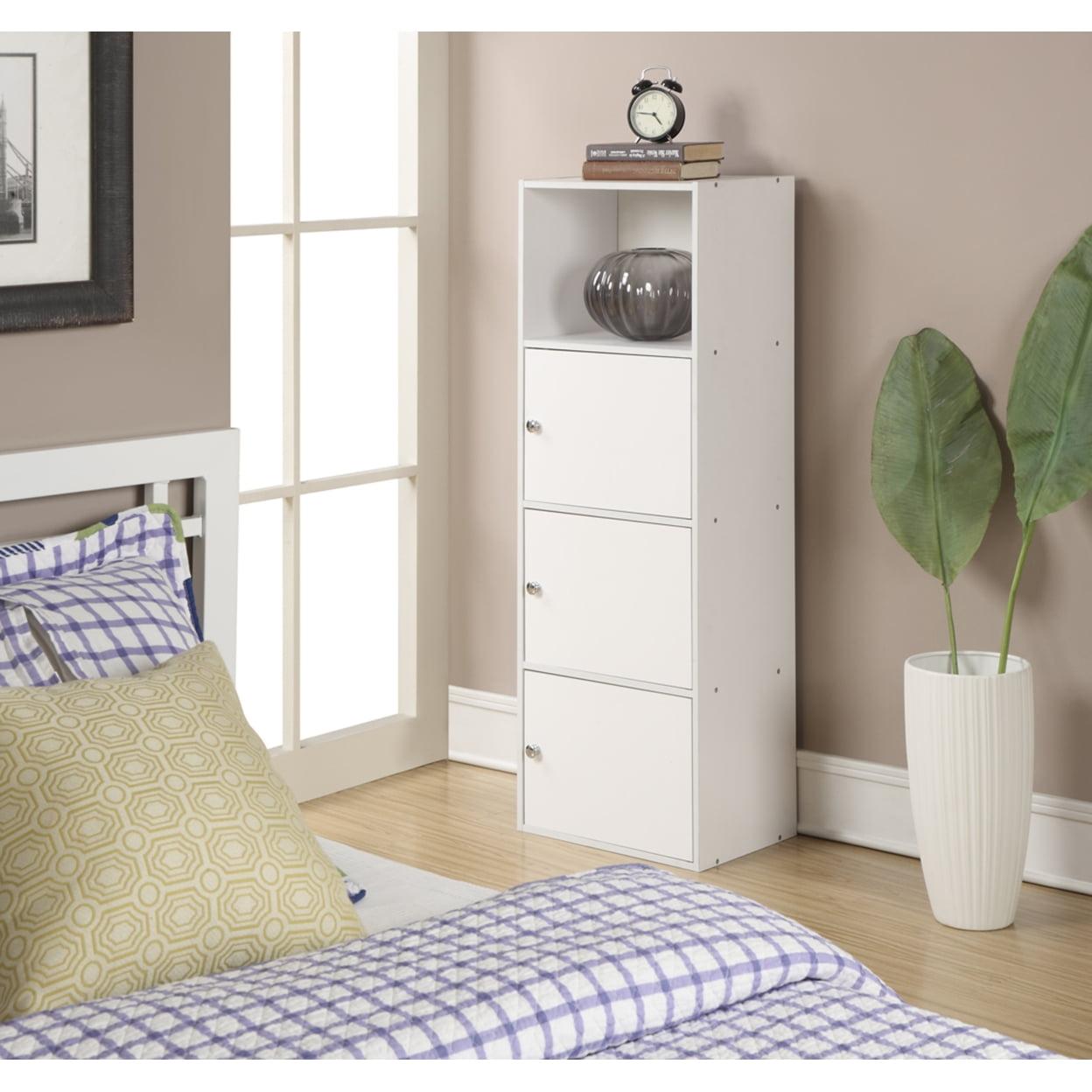 Convenience Concepts Xtra Storage Three-Door Bookcase in White Wood Finish