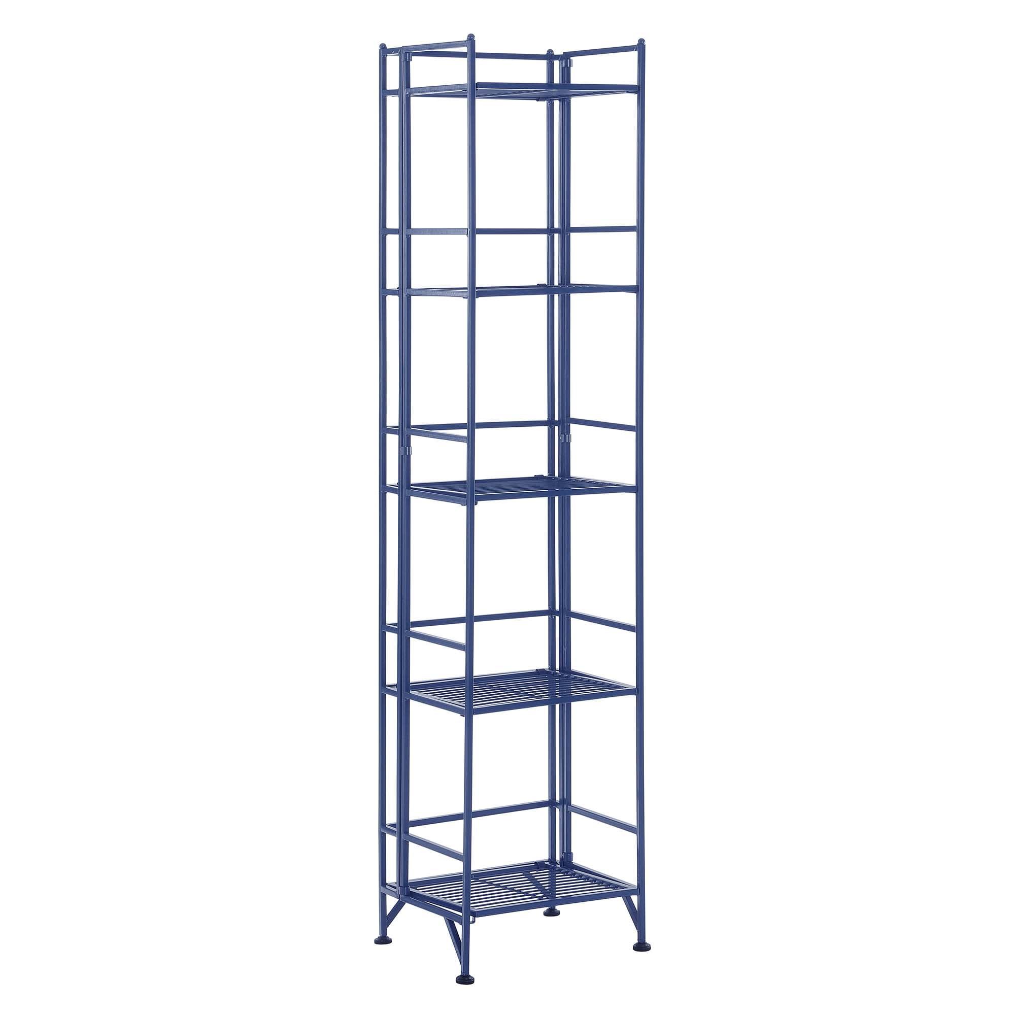 Cobalt Blue Adjustable 5-Tier Folding Metal Storage Shelf