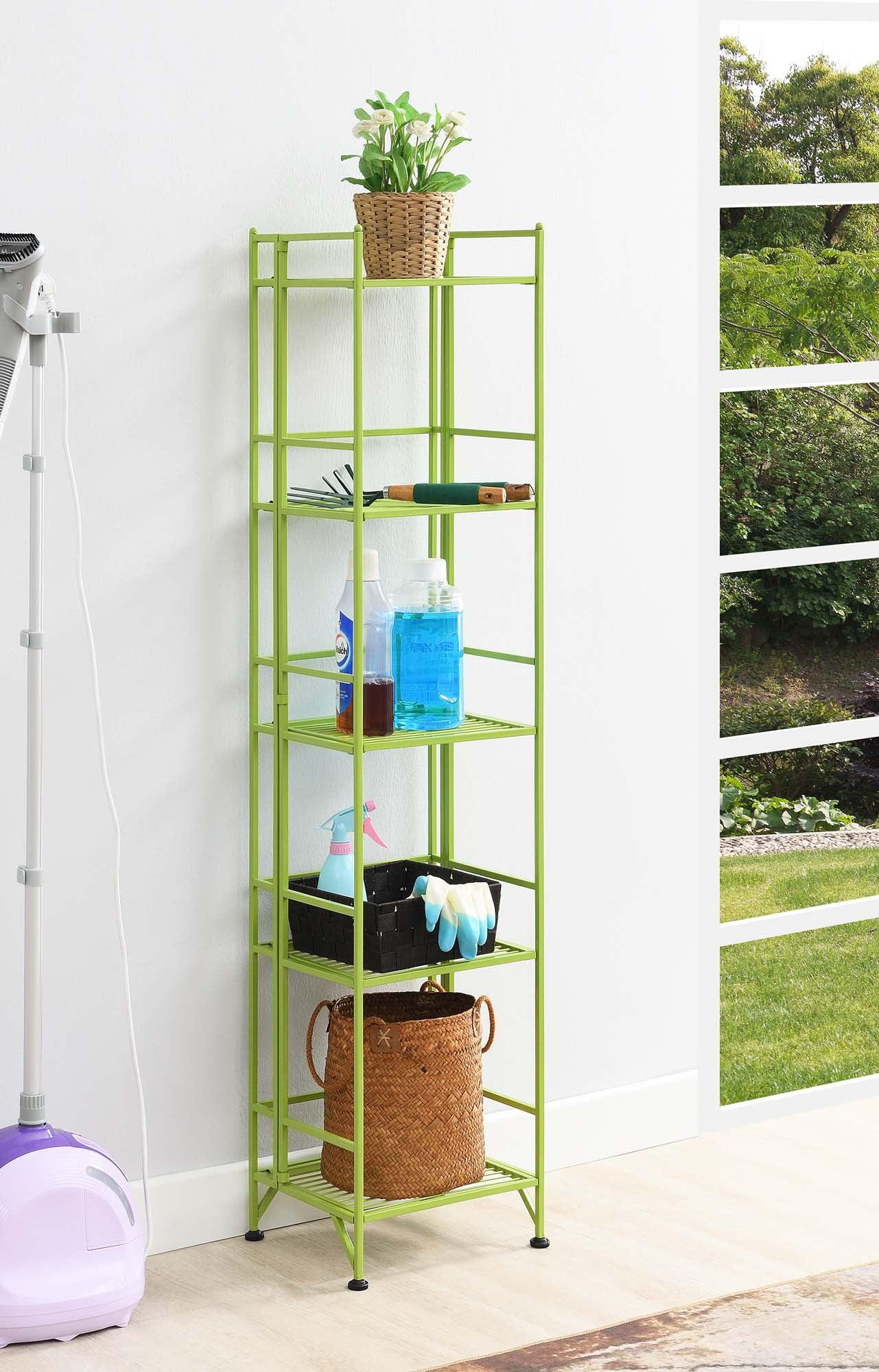 Convenience Concepts Xtra Storage 5 Tier Folding Metal Shelf, Lime