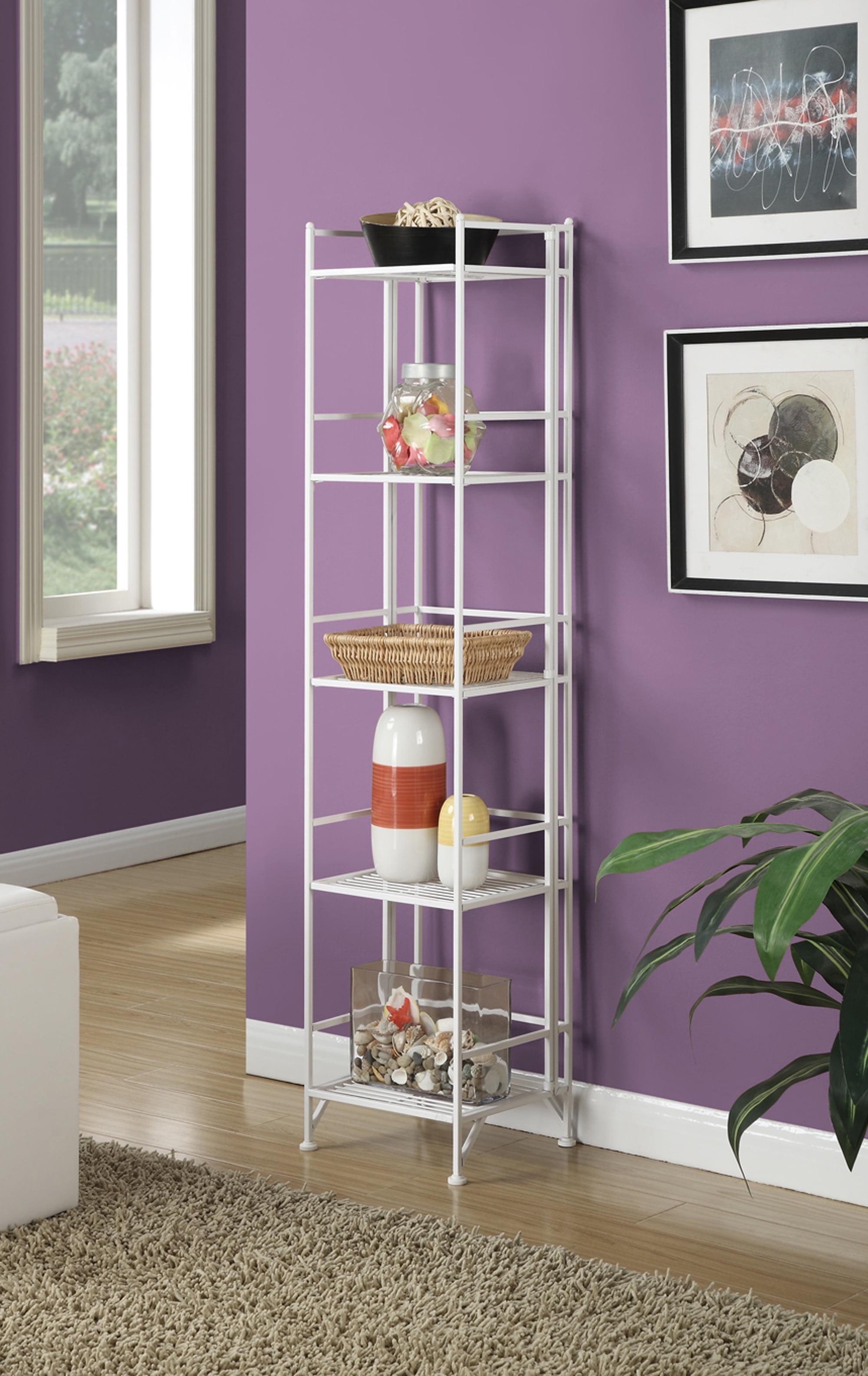 Convenience Concepts Xtra Storage 5 Tier Folding Metal Shelf, White