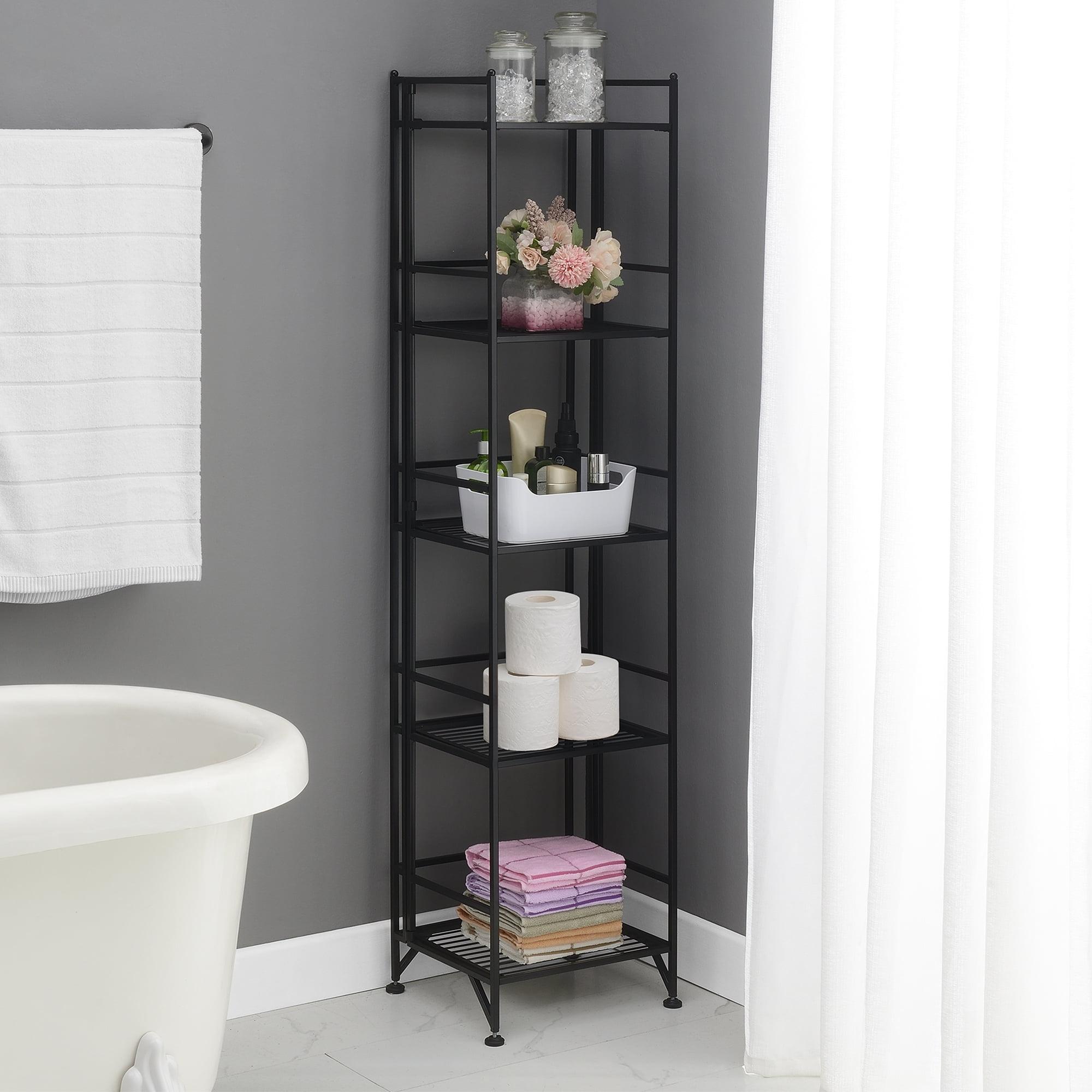 Black Adjustable 5-Tier Folding Metal Shelf