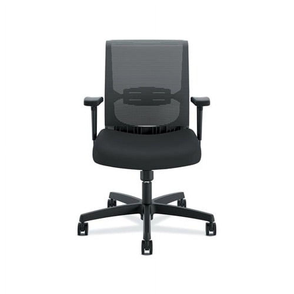 Black Mesh Fabric Swivel Task Chair with Adjustable Arms