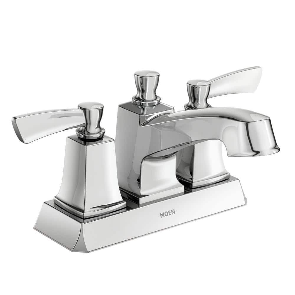 Conway Chrome 4-Inch Centerset Double Handle Bathroom Faucet