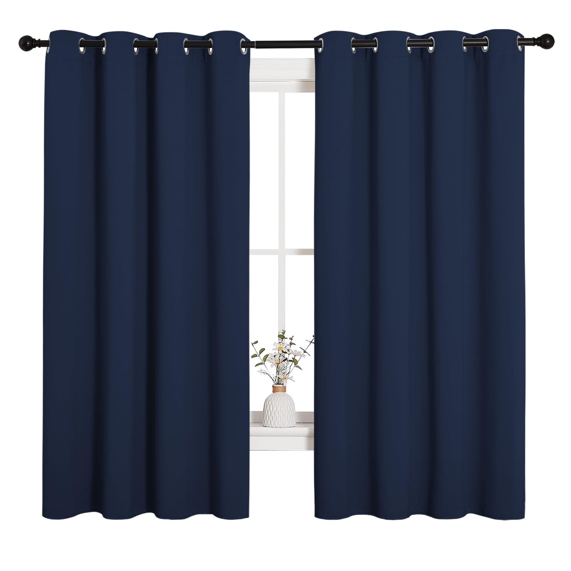 Coodeto Navy Blackout Curtains Set of 2, W52 x L63 - Navy Blackout Curtains 63 inches Long for French Door