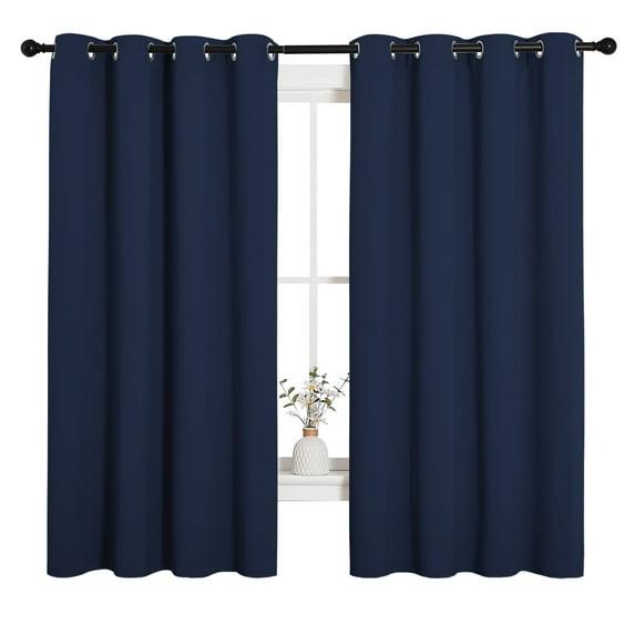 NICETOWN Navy Blackout Curtains Set of 2, W52 x L63 - Navy Blackout Curtains 63 inches Long for French Door