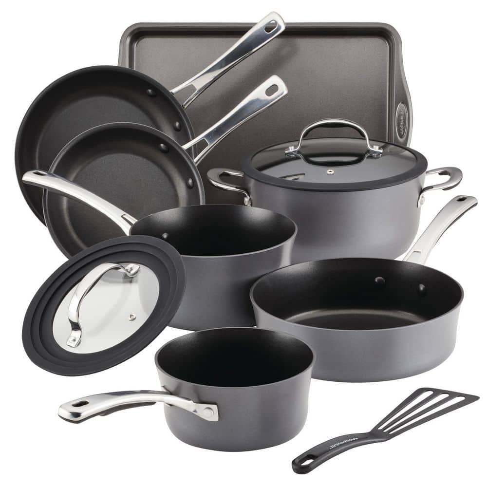 Cook + Create 10-Piece Hard Anodized Aluminum Nonstick Cookware Set in Black