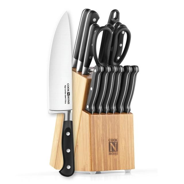 Cook N Home Cook N Home Kitchen Knife Set with Bamboo Storage Block 15-Piece
