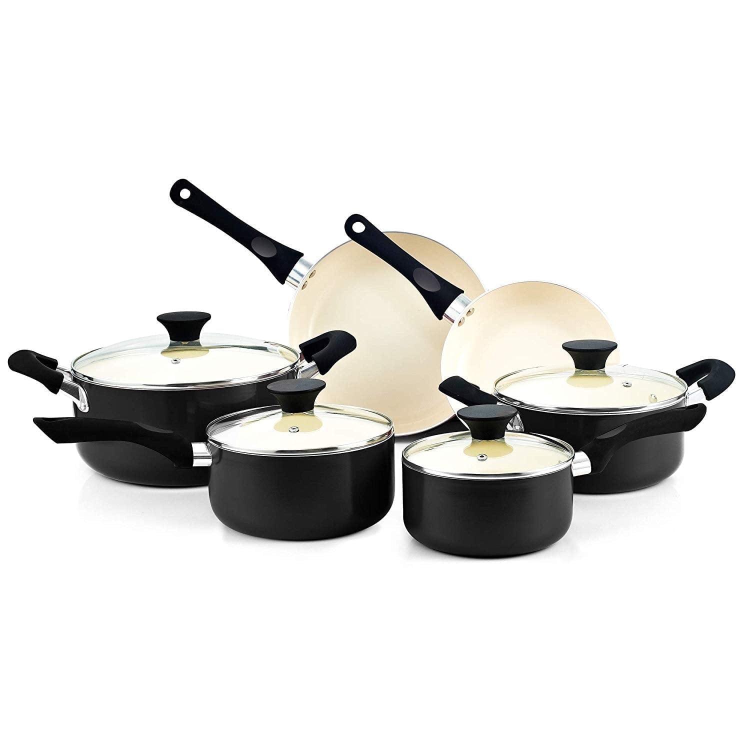 Black 10-Piece Nonstick Ceramic Coating Aluminum Cookware Set