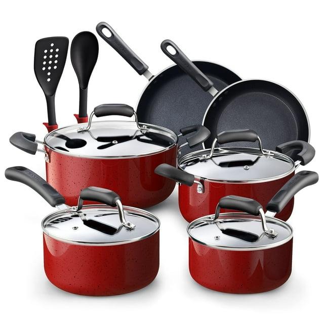 Cook N Home Cook N Home Non-Stick Aluminum Pots and Pans Kitchen Cookware Set 12 Piece