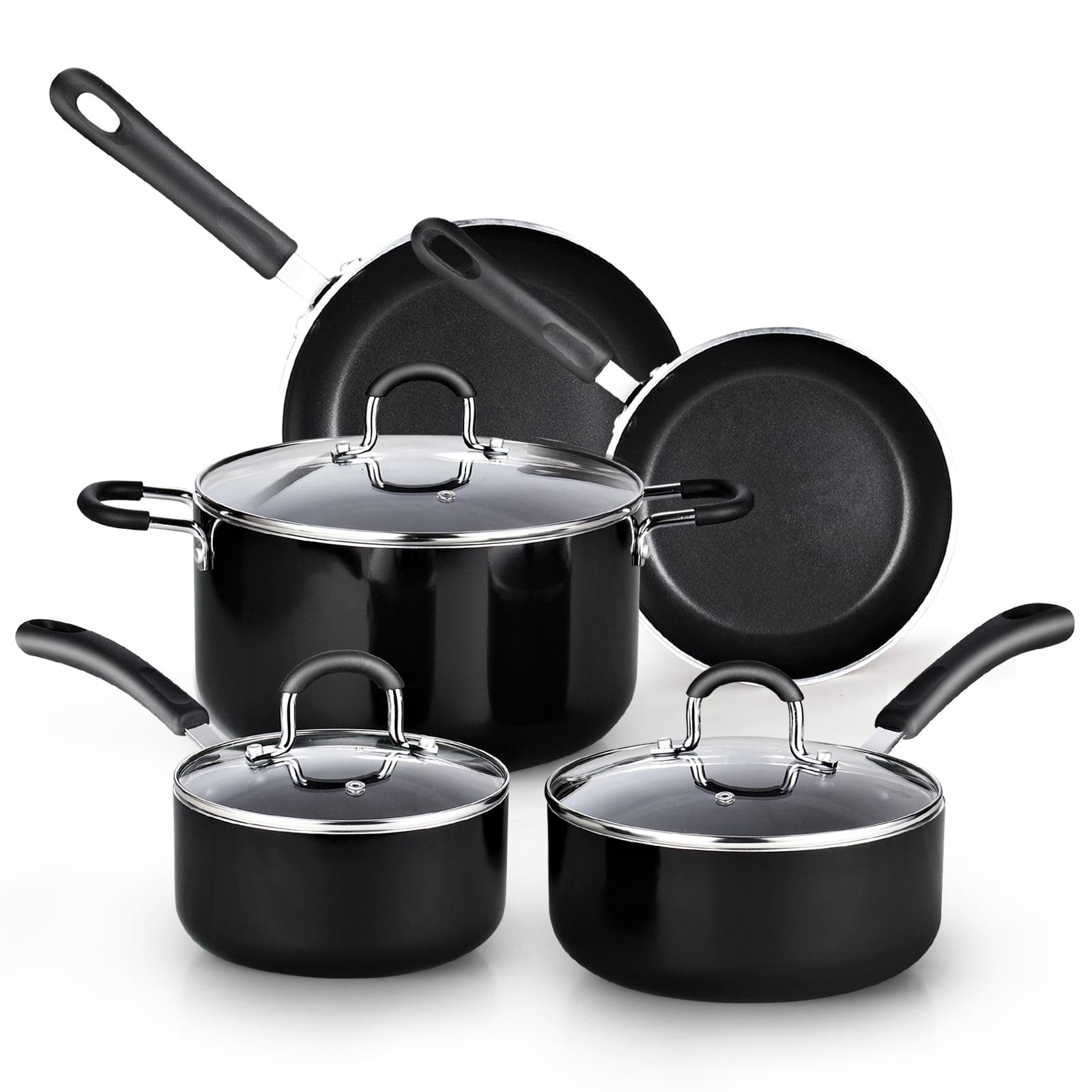 8-Piece Aluminum Nonstick Cookware Set in Black