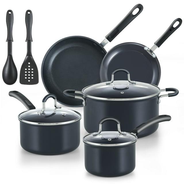 Cook N Home Professional Hard Anodized Pots and Pans Set Nonstick, Kitchen Cookware Set, Black