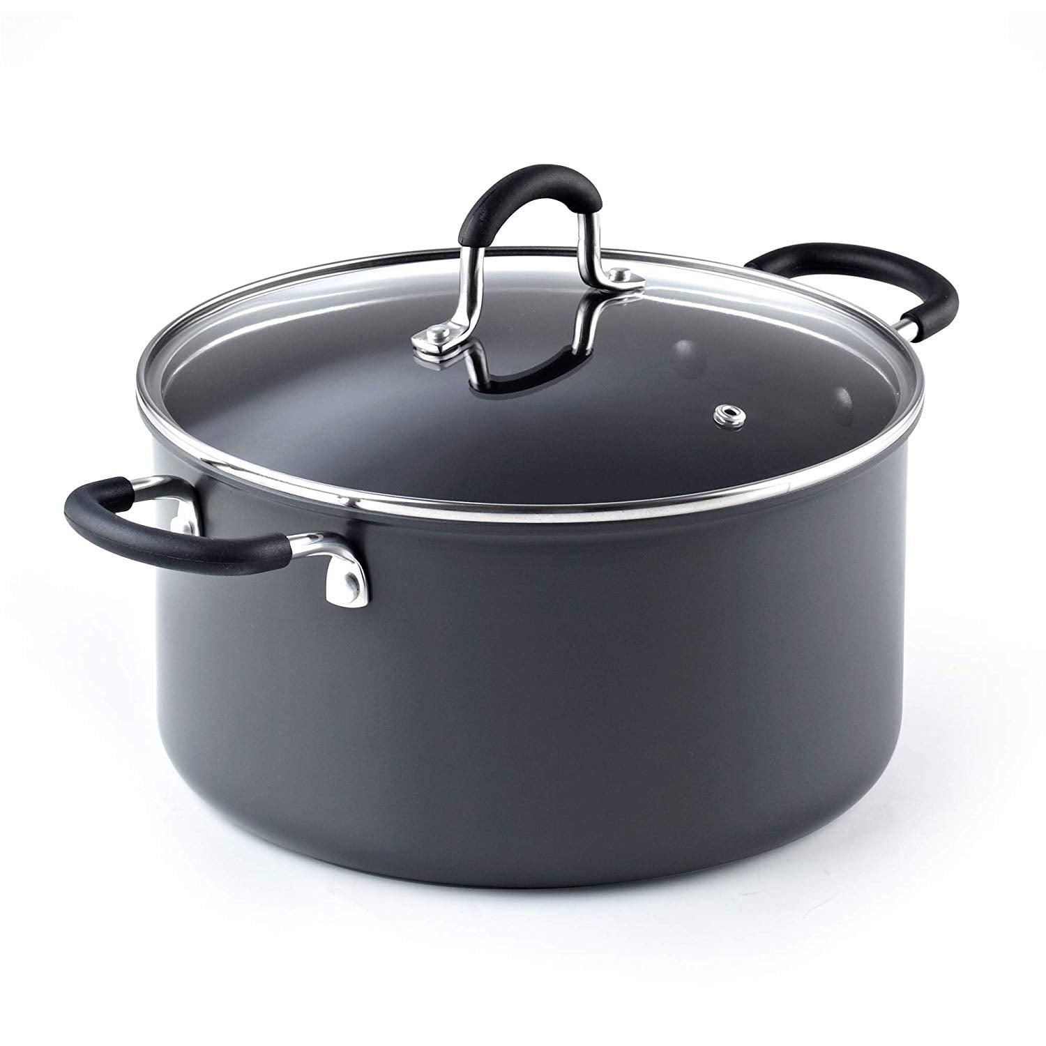 6-Quart Black Aluminum Nonstick Dutch Oven with Glass Lid