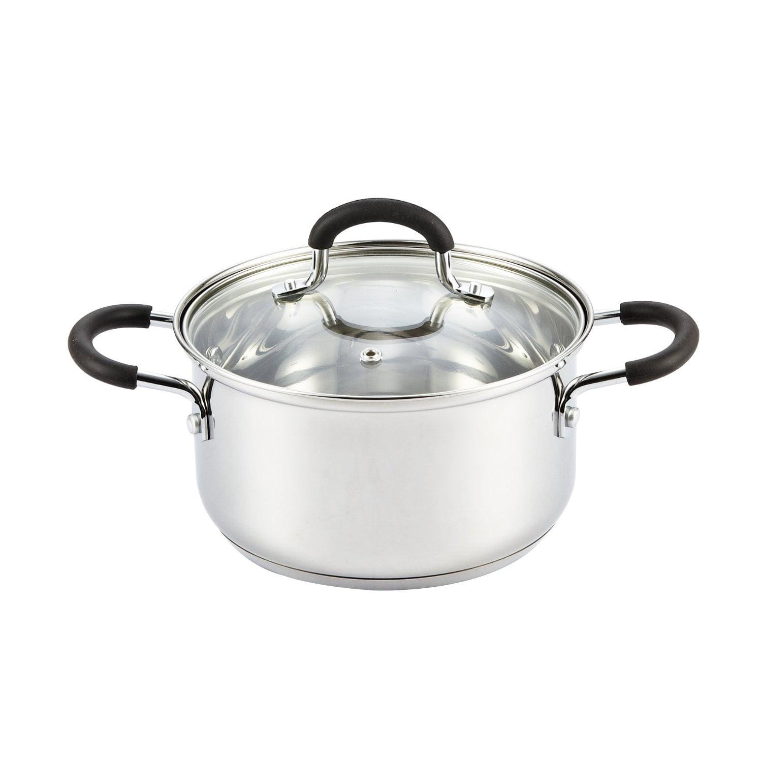 Cook N Home Stockpot Sauce Pot Induction Pot with Lid Professional Stainless Steel 3 Quart