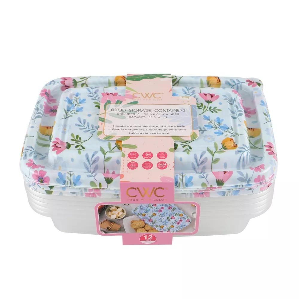 Cook With Color 6pk Floral Rectangle Food Storage Container Set