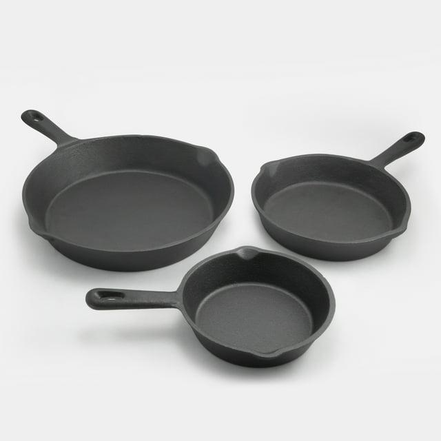 Oster 3 Piece Cast Iron Pre-Seasoned Frying Pans