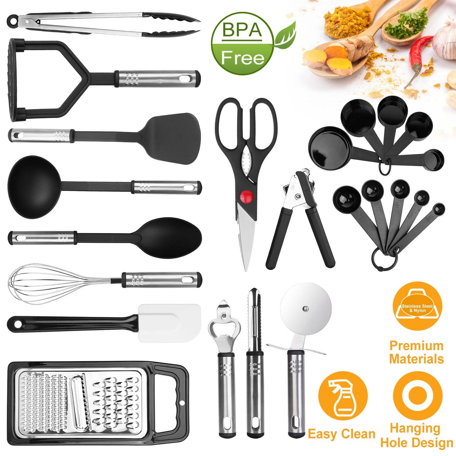 23-Piece Black and Stainless Steel Kitchen Utensils Set