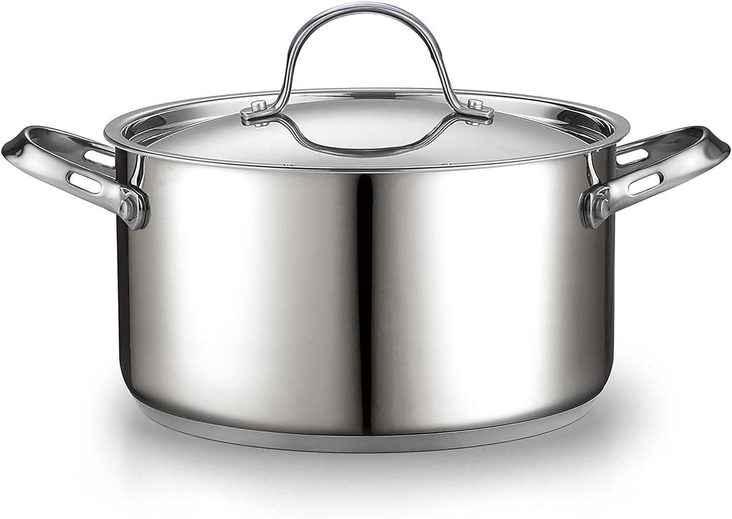 6-Quart Silver Stainless Steel Dutch Oven with Lid