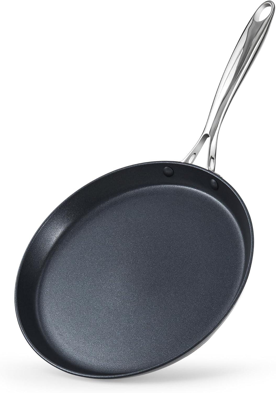 Cooks Standard Crepe Pan Hard Anodized Ceramic Nonstick Pancake Pan, 10.5-inch Griddle Dosa Tawa Tortilla Skillet Pan Induction Cookware, Black