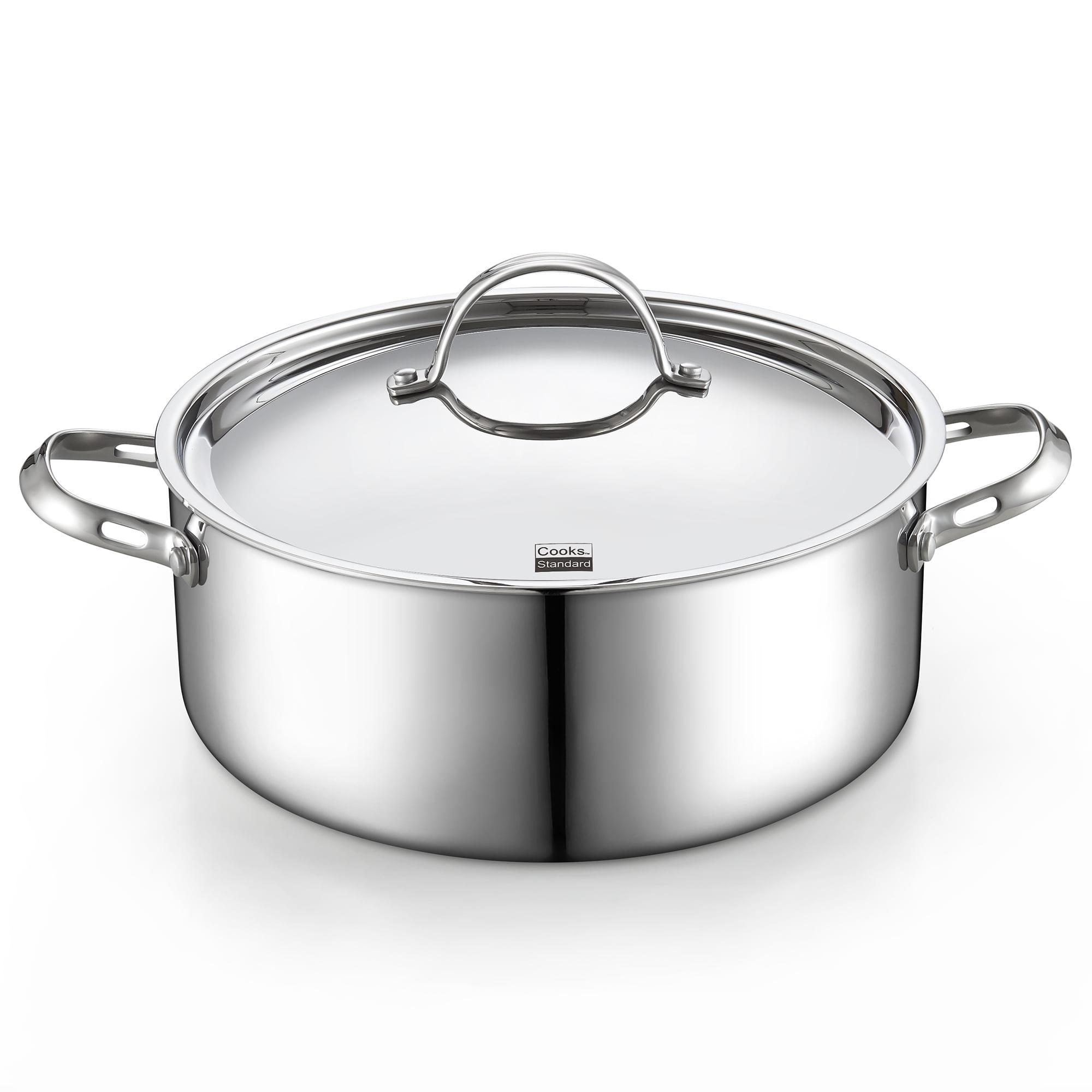 Cooks Standard Multi-Ply Clad Stainless Steel Stock Pot, 7-Quart Pasta Cooking Canning Pot with Lid, Deep Stockpot Induction Cookware