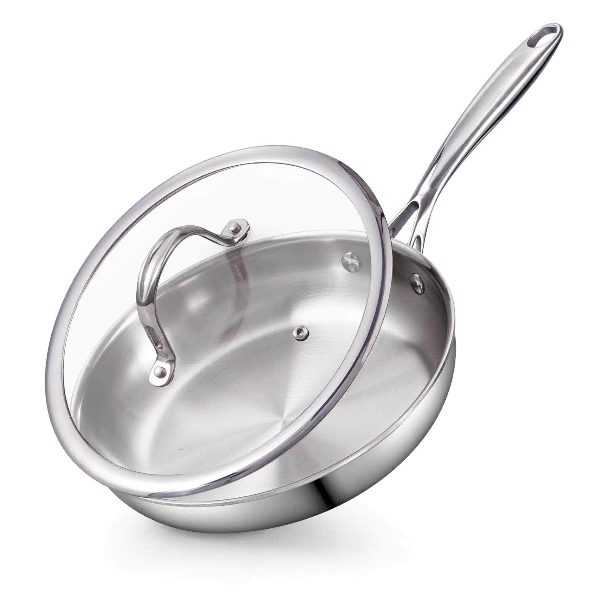 8-Inch Stainless Steel Frying Pan with Glass Lid