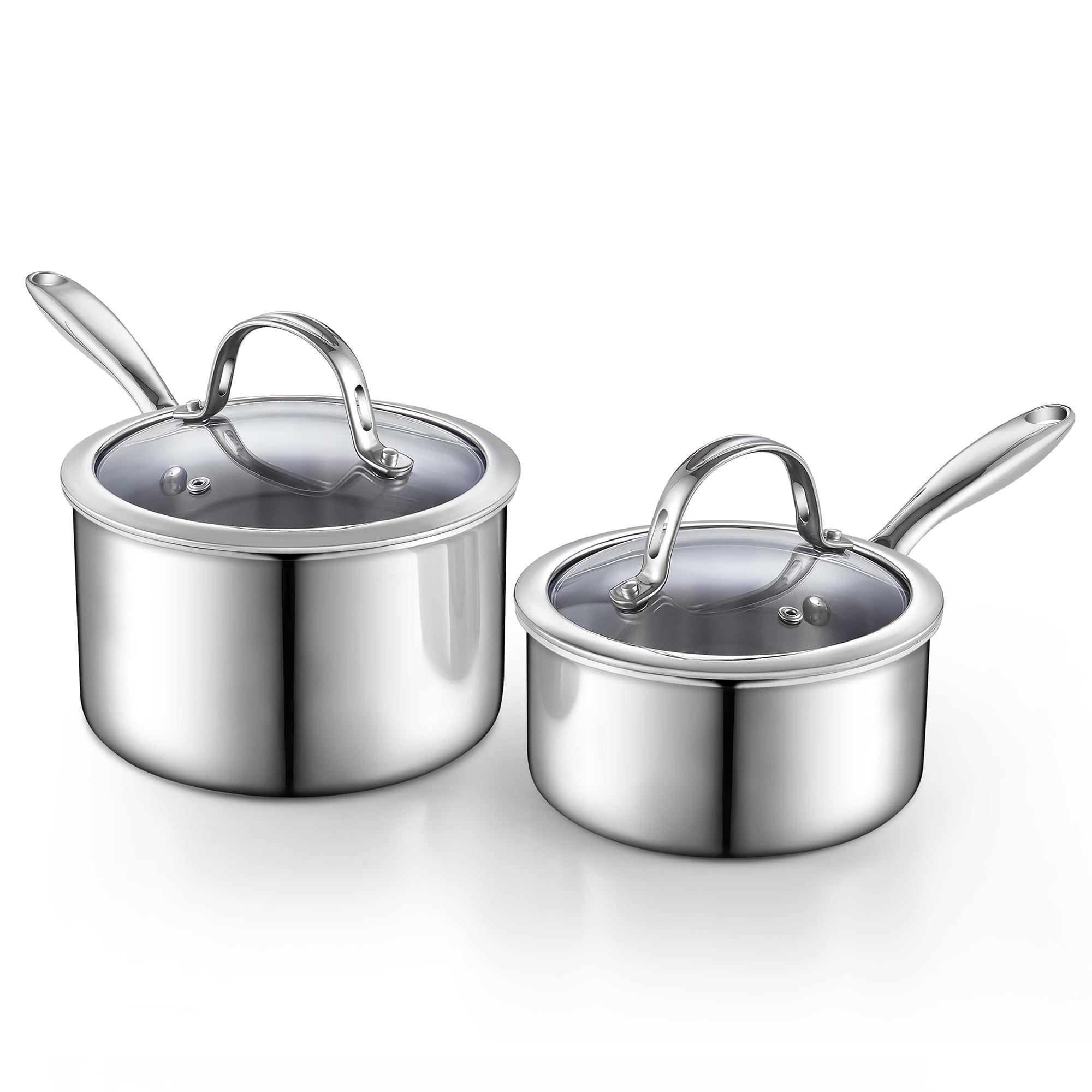Cooks Standard Stainless Steel Saucepan Set 1.5 And 3 Quart, Multi-ply Clad Sauce Pot With Glass Lid, Silver | Wayfair
