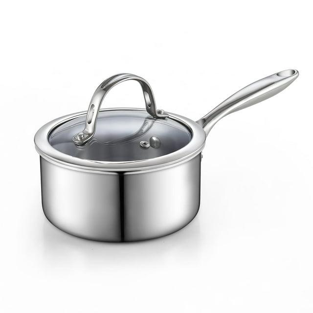 Cooks Standard Stainless Steel Saucepan With Lid, Multi-ply Clad Sauce Pot 3 Quart, Silver